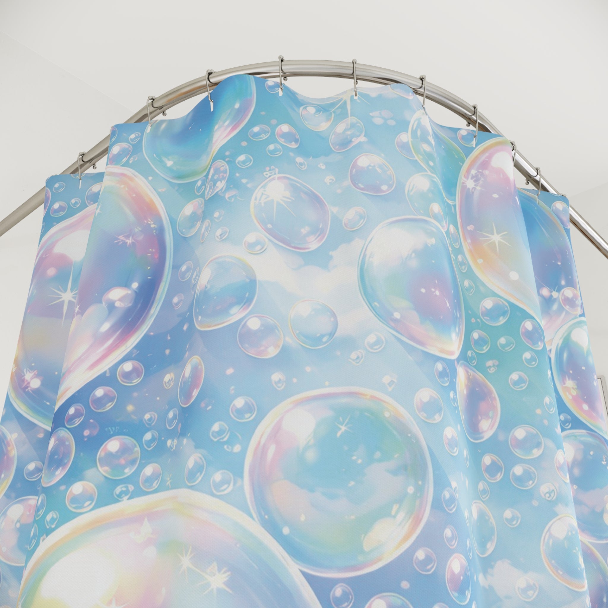 Kids Bubble Shower Curtain – Blue Rainbow