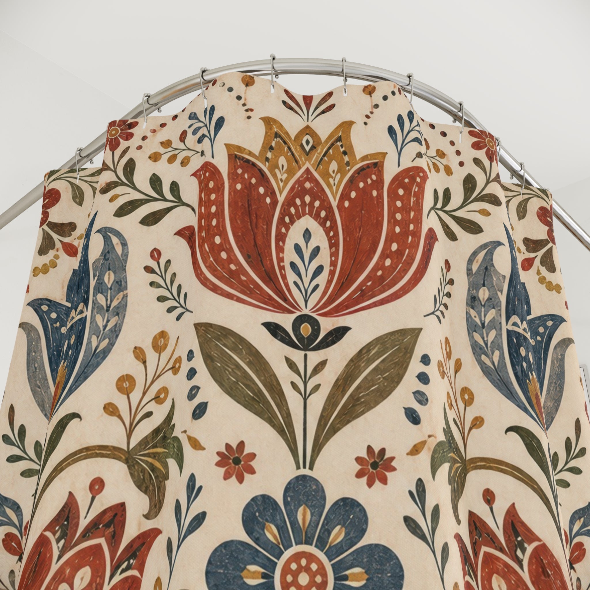 Vintage Folk Floral Shower Curtain