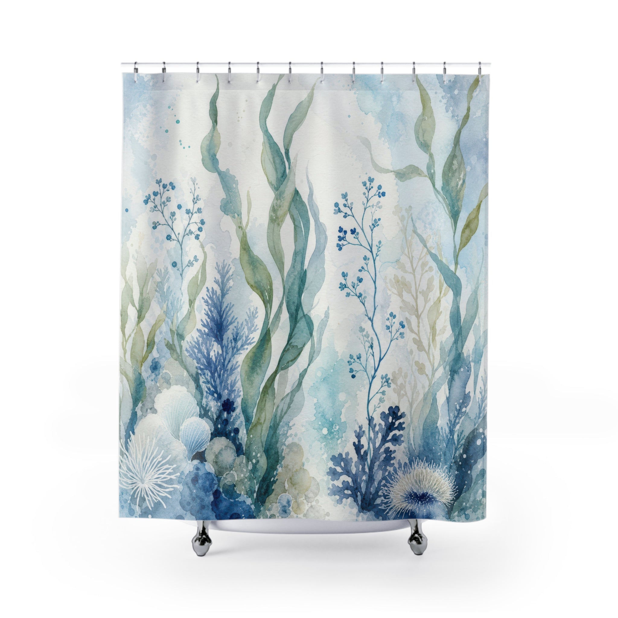 Watercolor Seaweed Shower Curtain