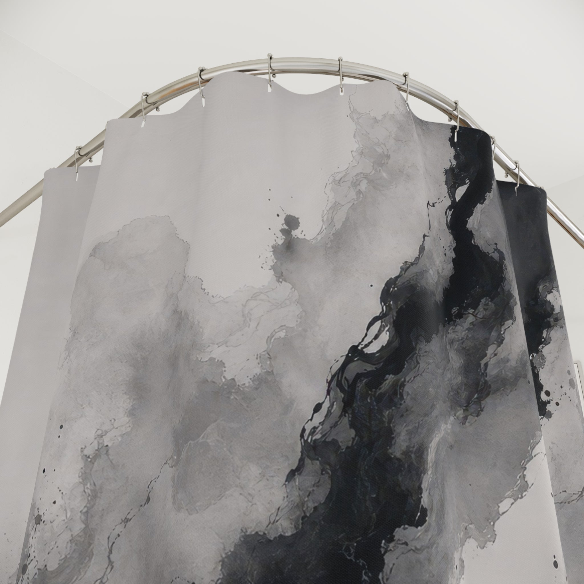 Black & Grey Abstract Ink Shower Curtain