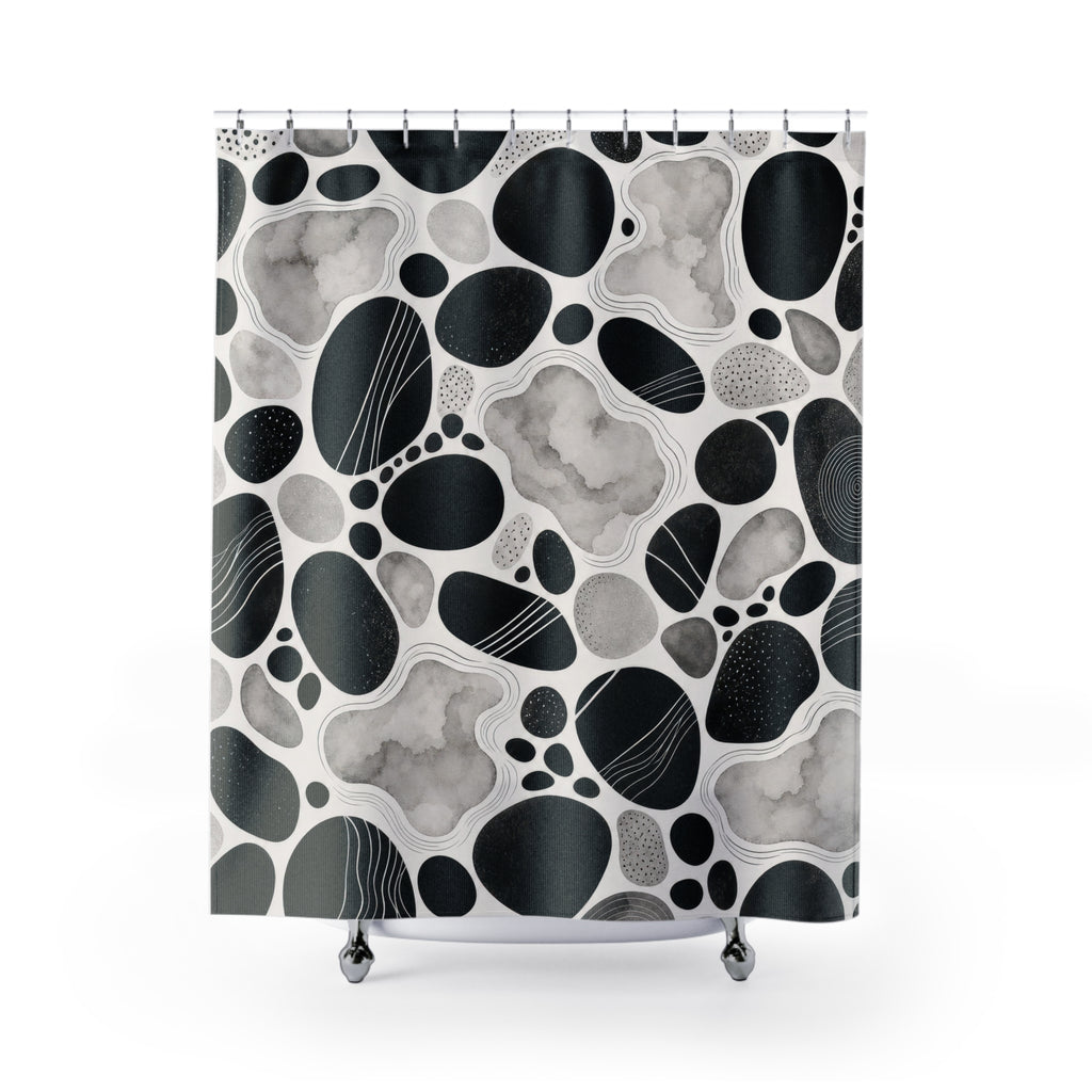 Black White Pebble Shower Curtain
