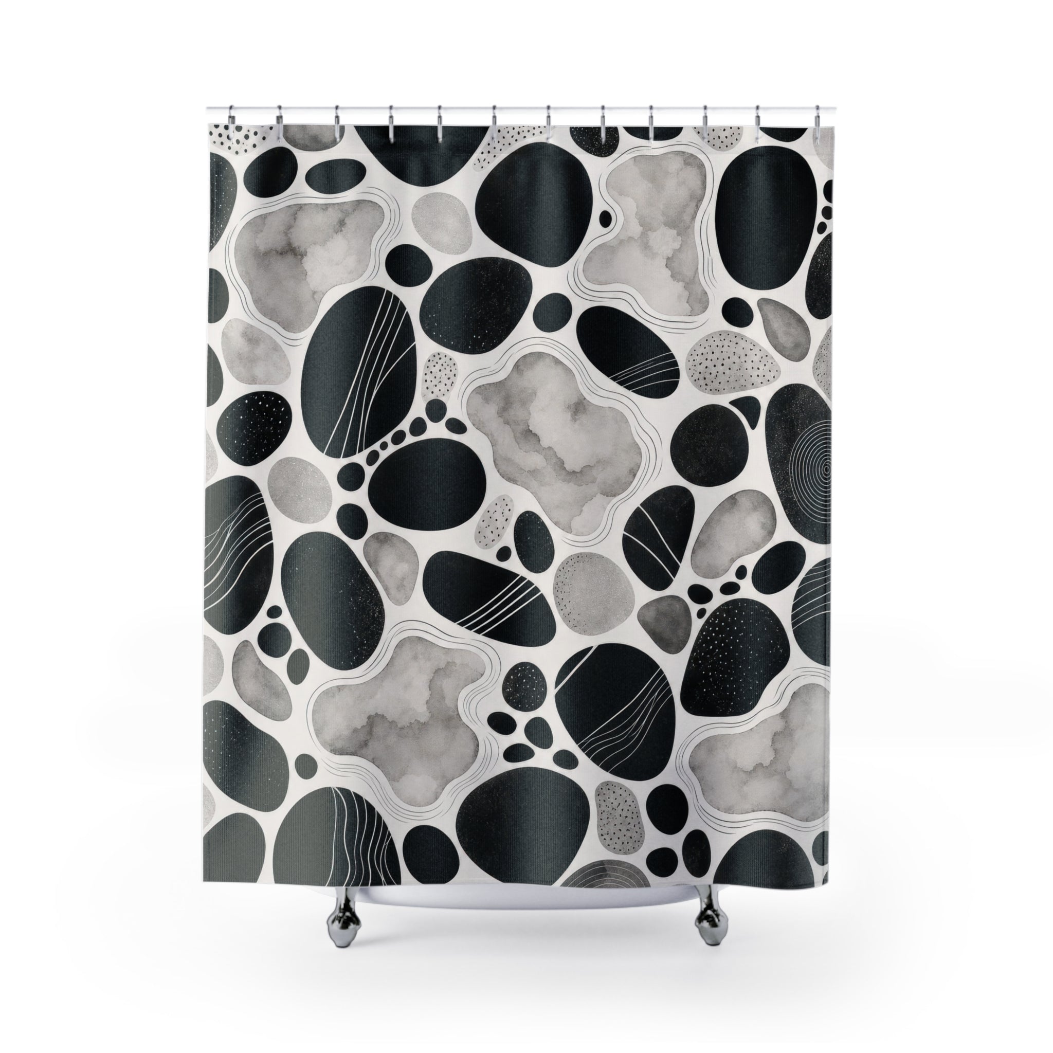 Black White Pebble Shower Curtain