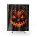 Unique Halloween Shower Curtain, Glowing Jack O Lantern Pumpkin Art, Orange Black Gothic Decor, Spooky Bathroom Accent, Fall Guest Bath