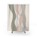 Sage Blush Wavy Ribbon Shower Curtain