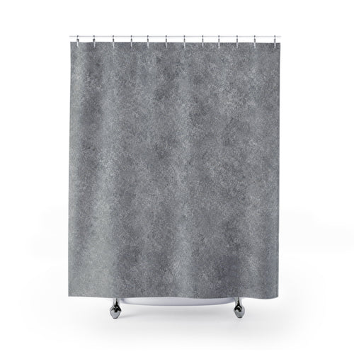 Abstract Gray decorative shower curtain with full front view