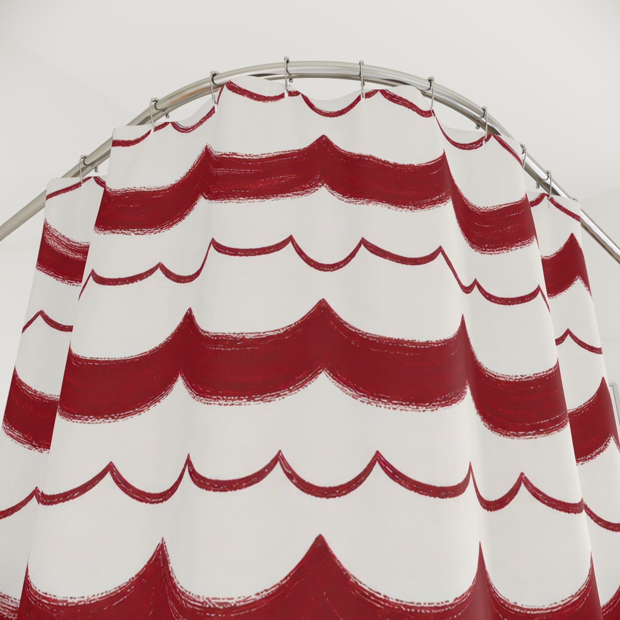 Red Burgundy Scallop Shower Curtain