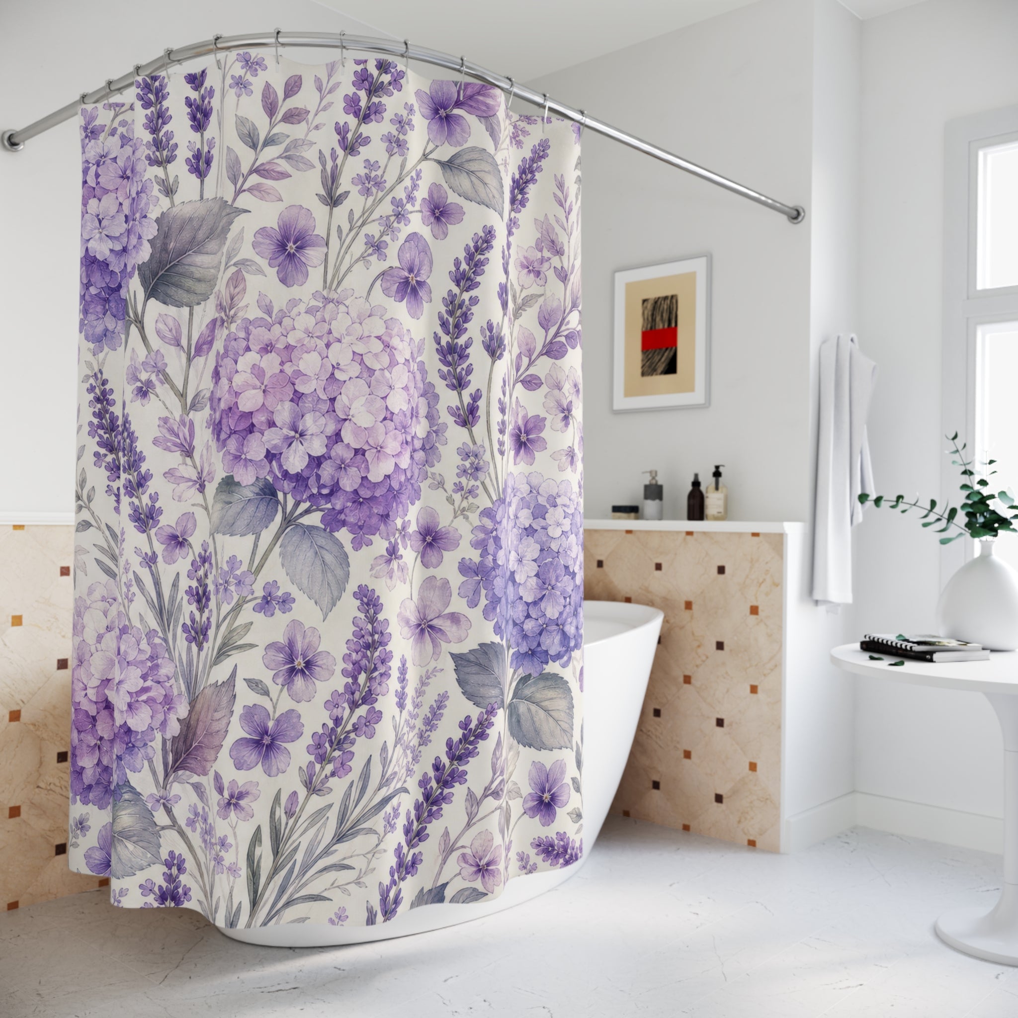 Purple Hydrangea Floral Shower Curtain