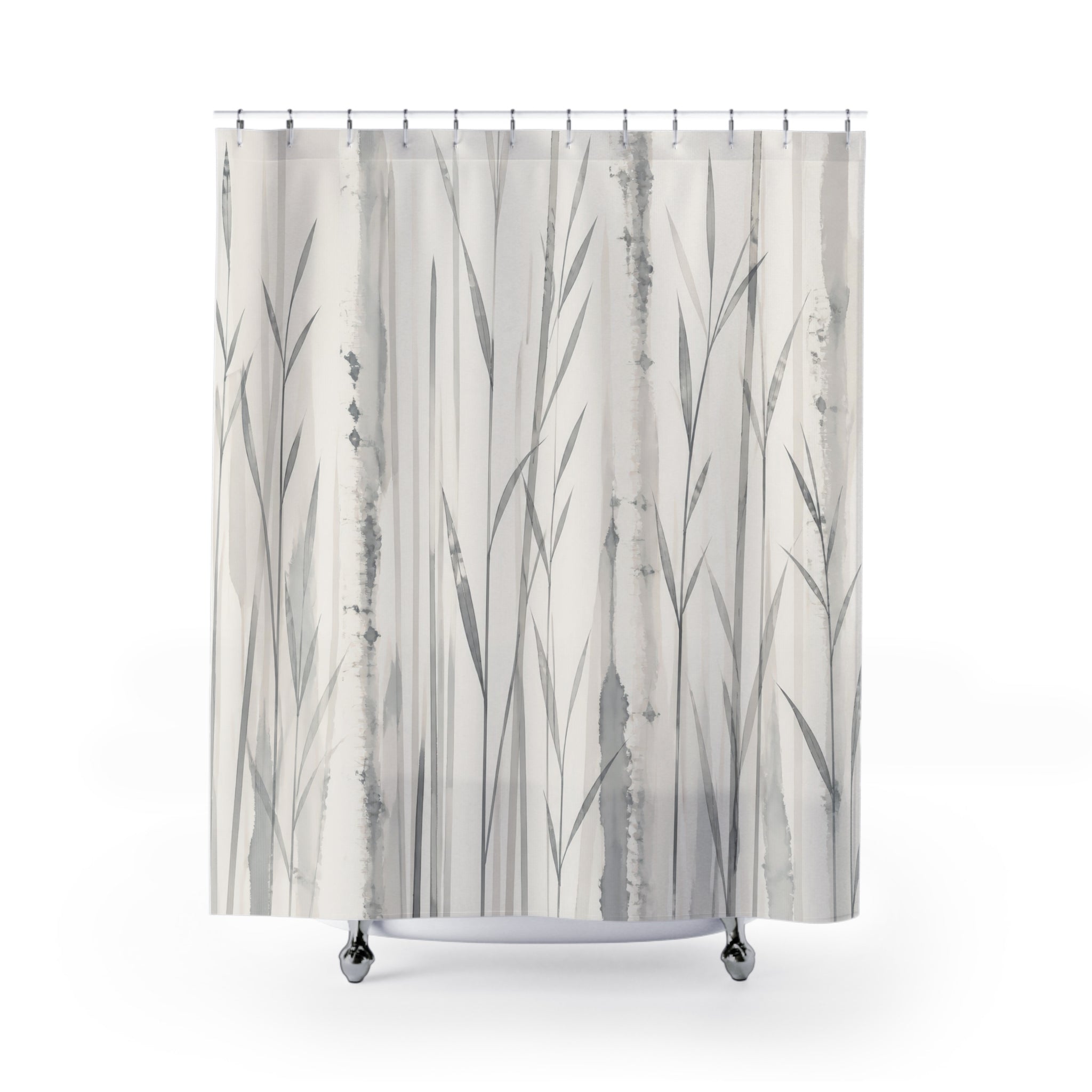 Grey White Bamboo Shower Curtain