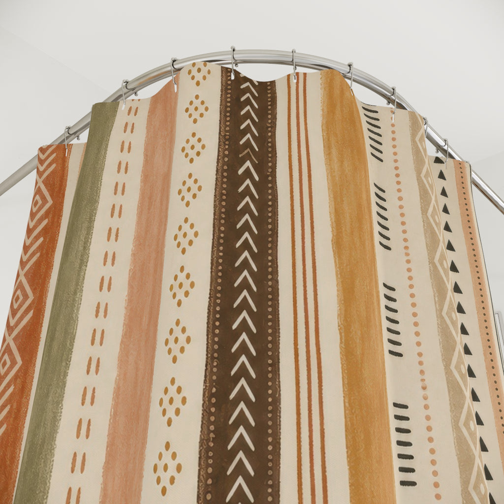 Terracotta Tan Diamond Stripe Shower Curtain