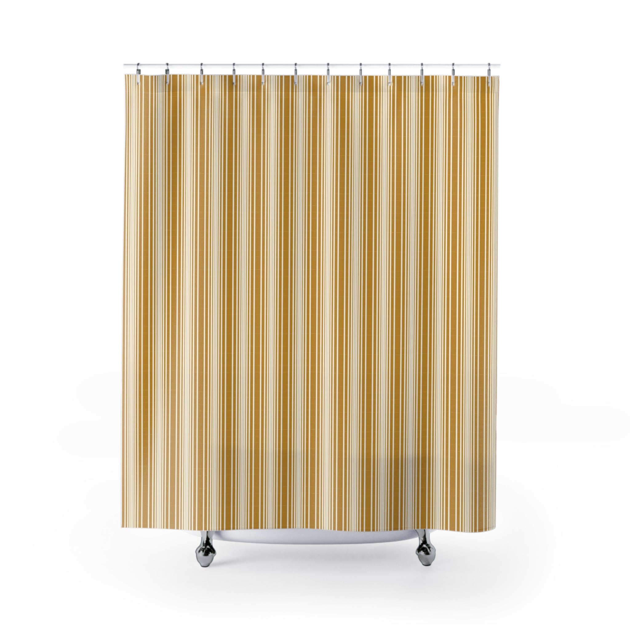 Yellow and White Graduated Stripe Shower Curtain