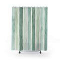 Aqua Mint Green Brush Stripe Shower Curtain