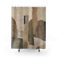 Wabi Sabi Shower Curtain: Beige Olive Abstract