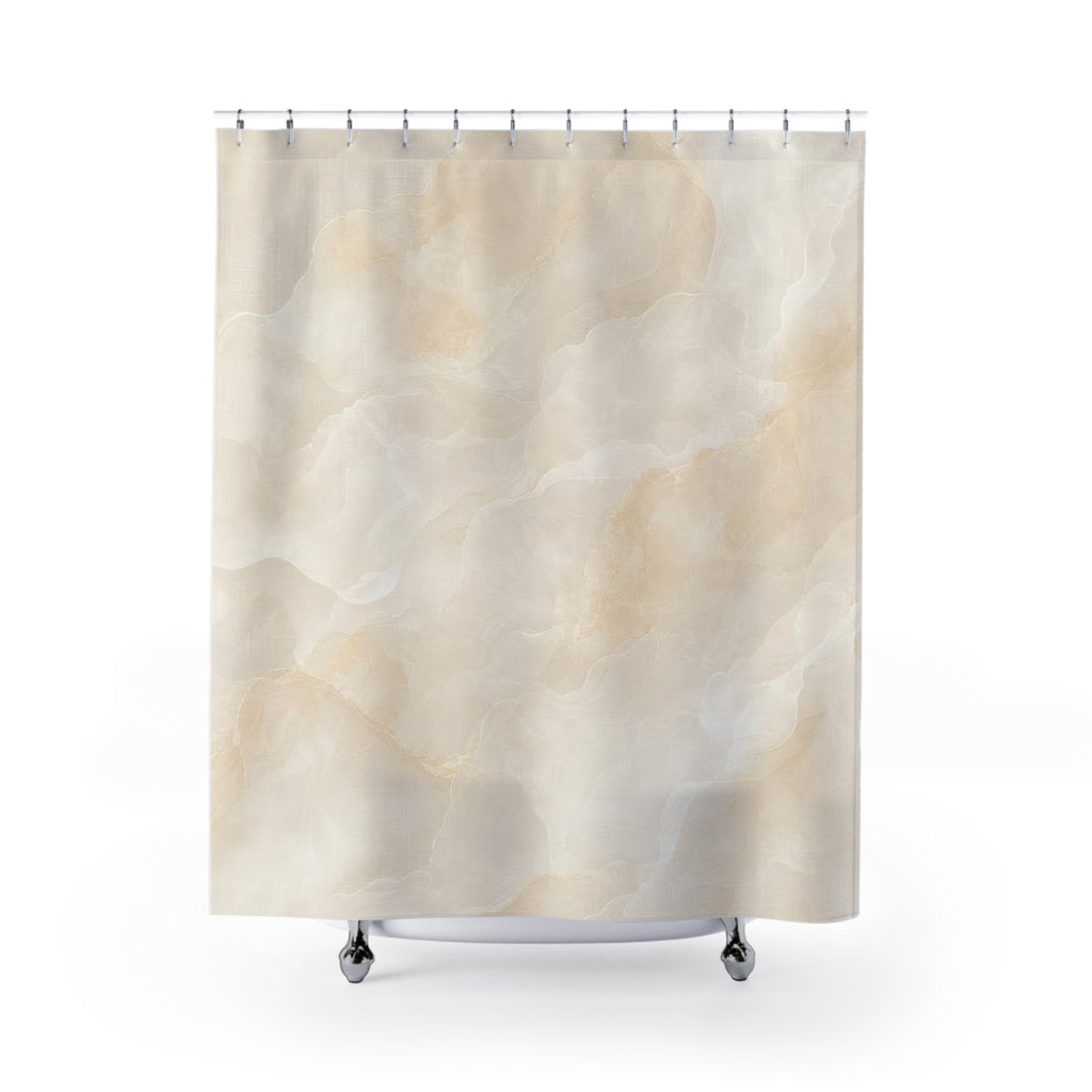 Abstract Shower Curtain, Cream Beige Bath Decor, Cloudy Neutral Pattern, Elegant Modern Guest Bathroom Decor, Soft Modern Neutral Style