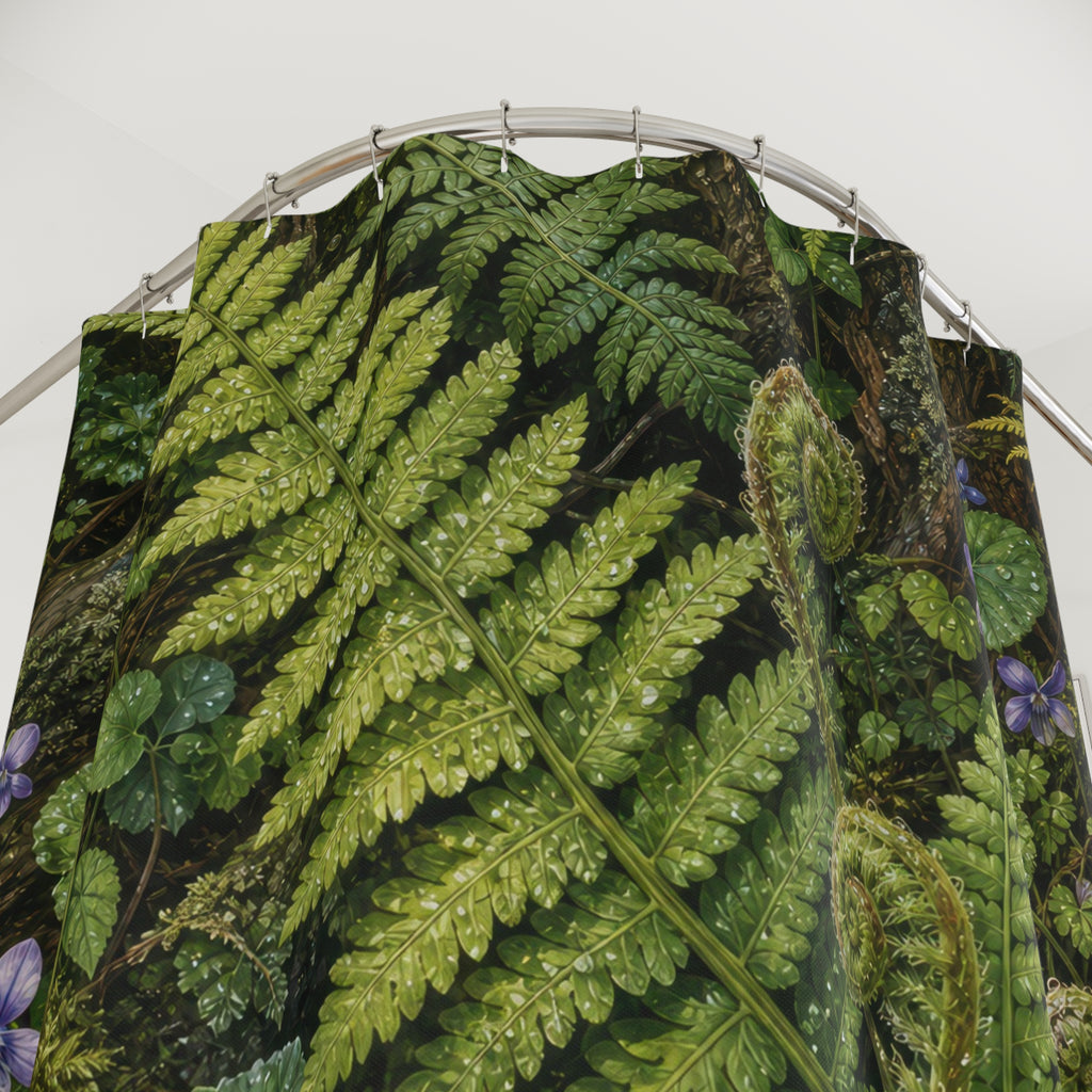 Fern Moss Fiddlehead Tapestry Shower Curtain