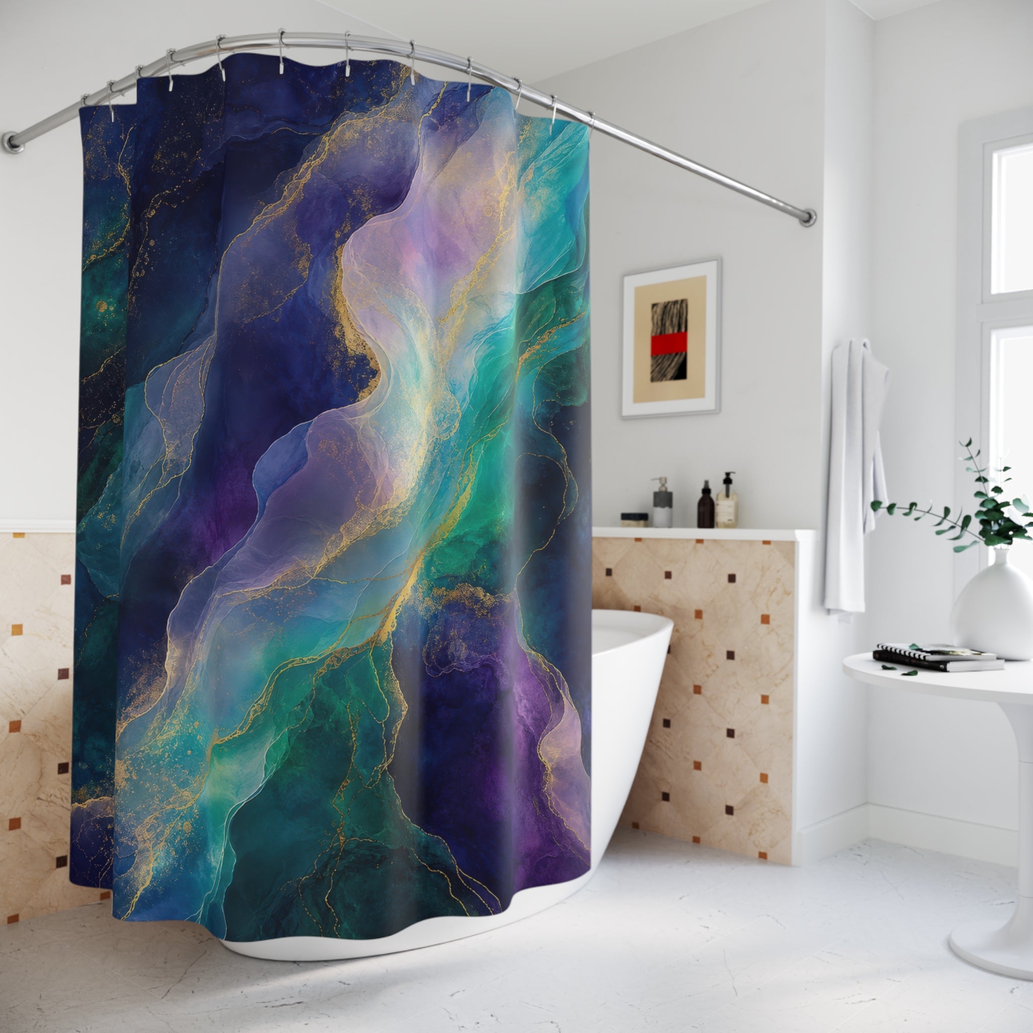 Opal Aurora Abstract Shower Curtain
