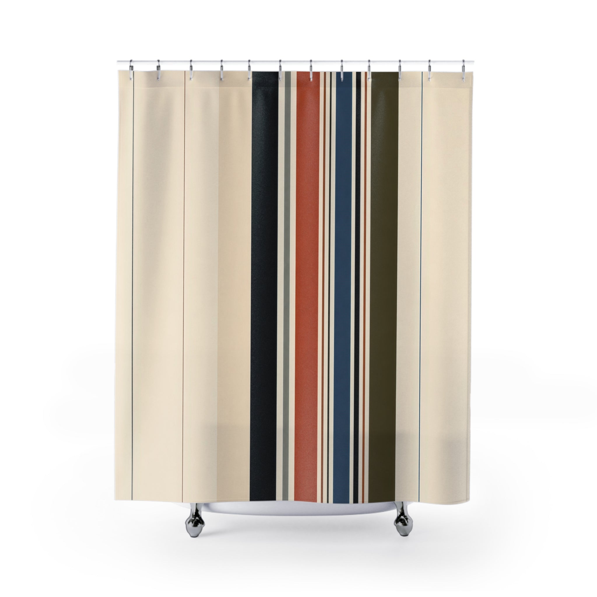 Navy Olive Minimal Band Shower Curtain