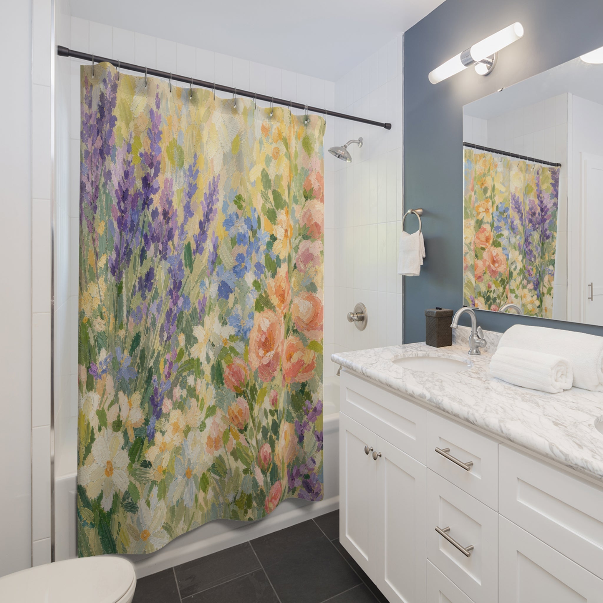 Impressionist Garden Flower Floral Shower Curtain