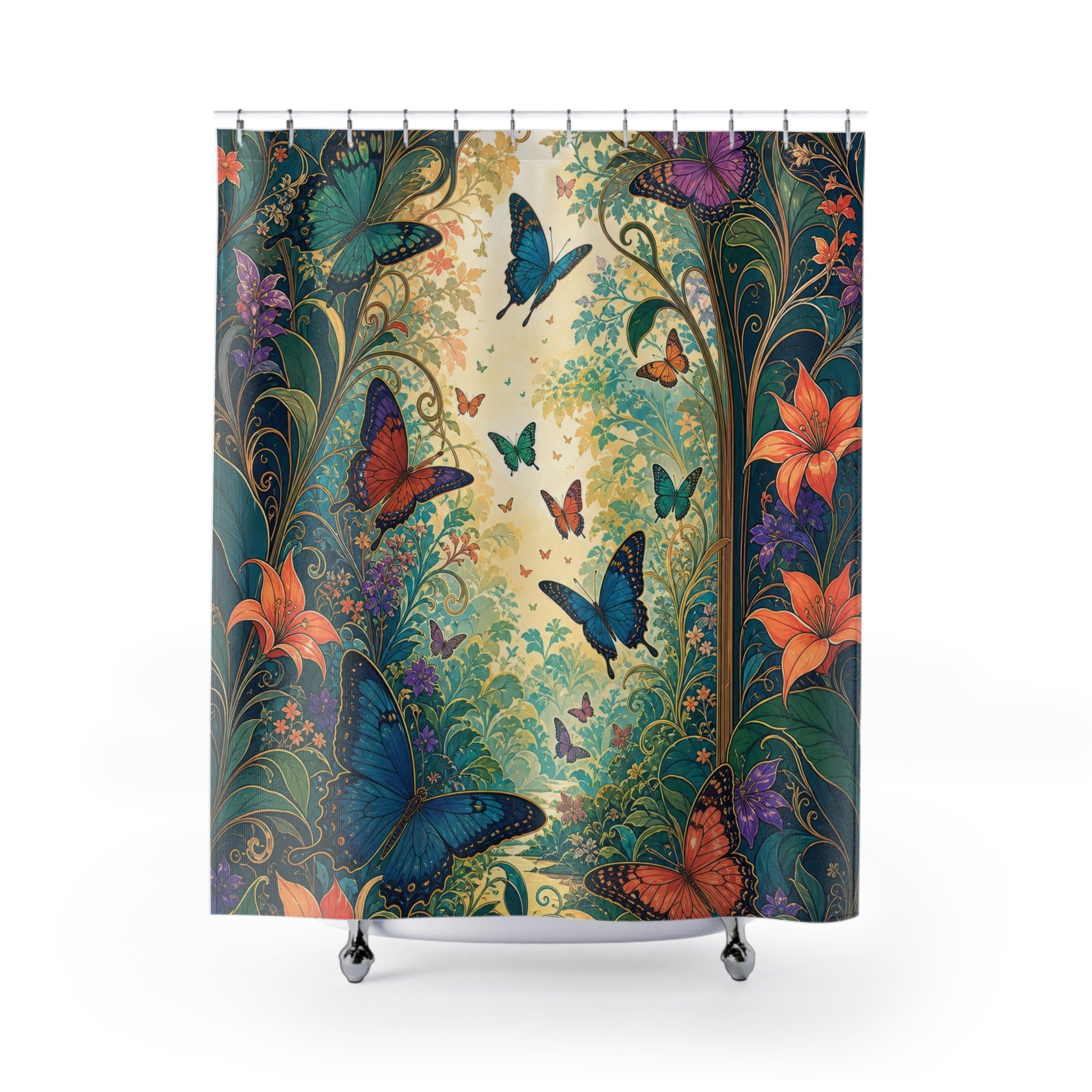 Art Nouveau Butterfly Garden Shower Curtain