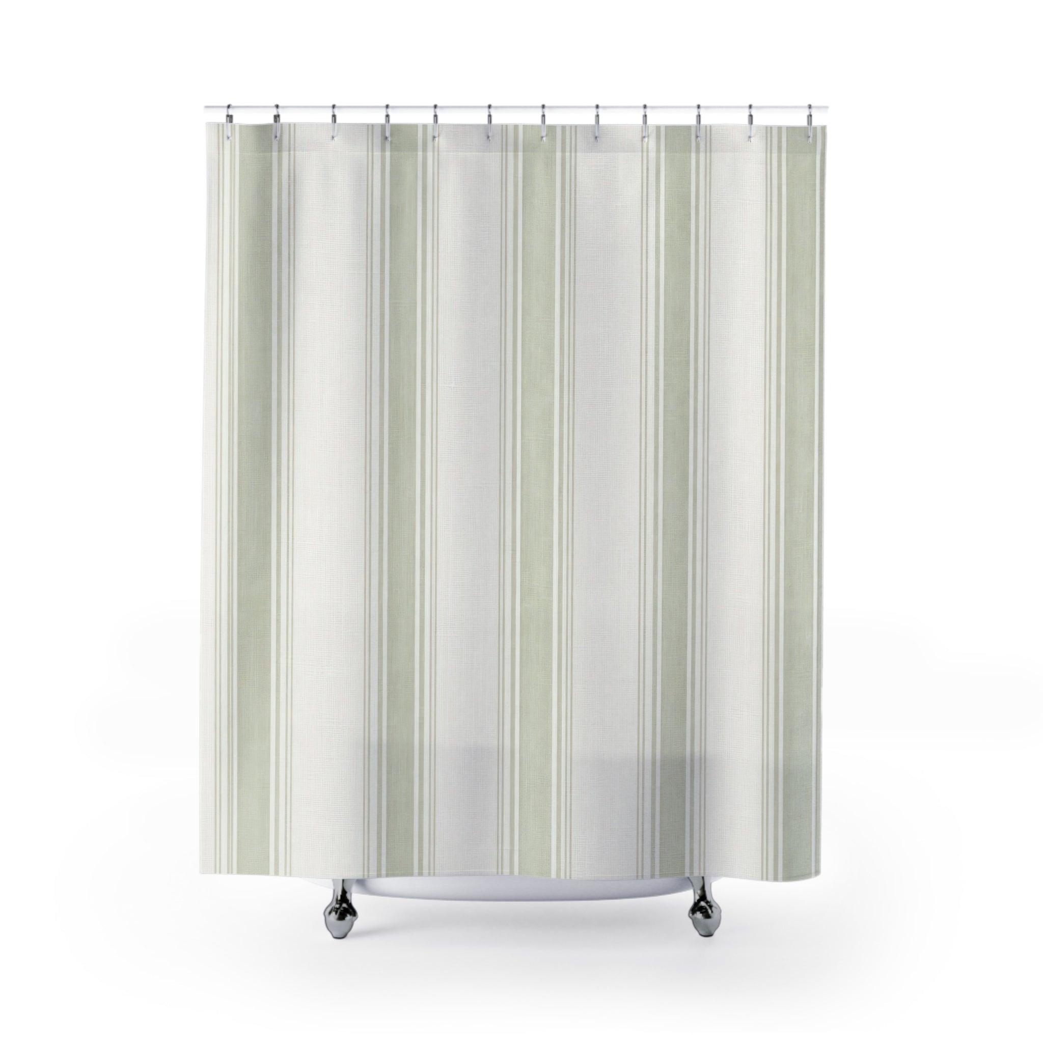 Pale Green Stripe Shower Curtain
