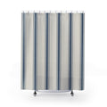 Blue Ticking Stripe Shower Curtain – Navy and Ivory