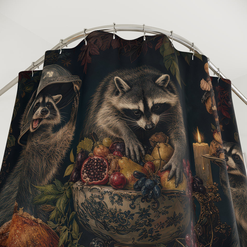 Raccoon Candlelight Banquet Shower Curtain