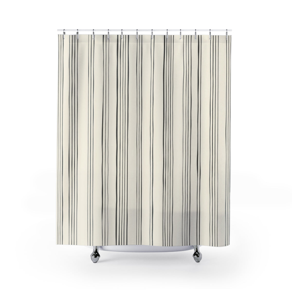 Charcoal Hand Drawn Line Vertical Stripes Shower Curtain