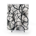 Black White Scribble Line Shower Curtain