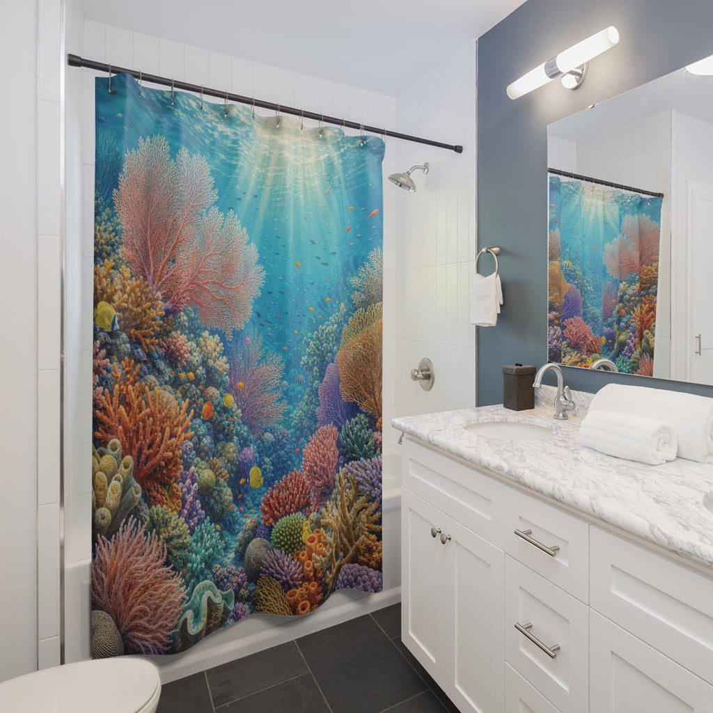 Coral Reef Sunlit Garden Shower Curtain