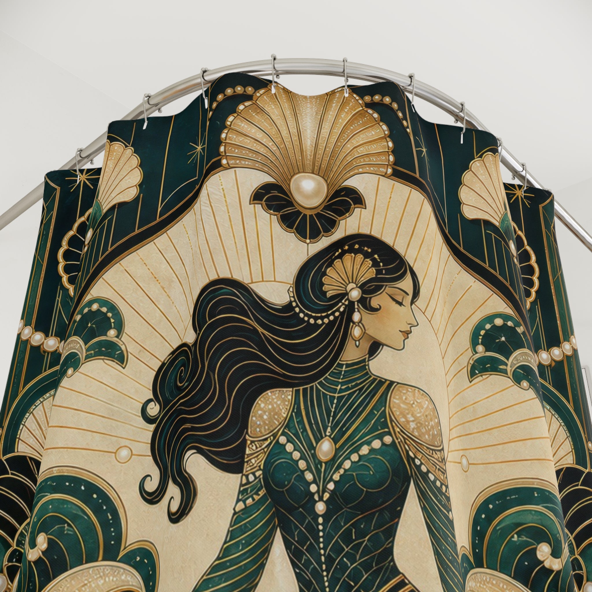 Dark Mermaid Shell Fan Shower Curtain