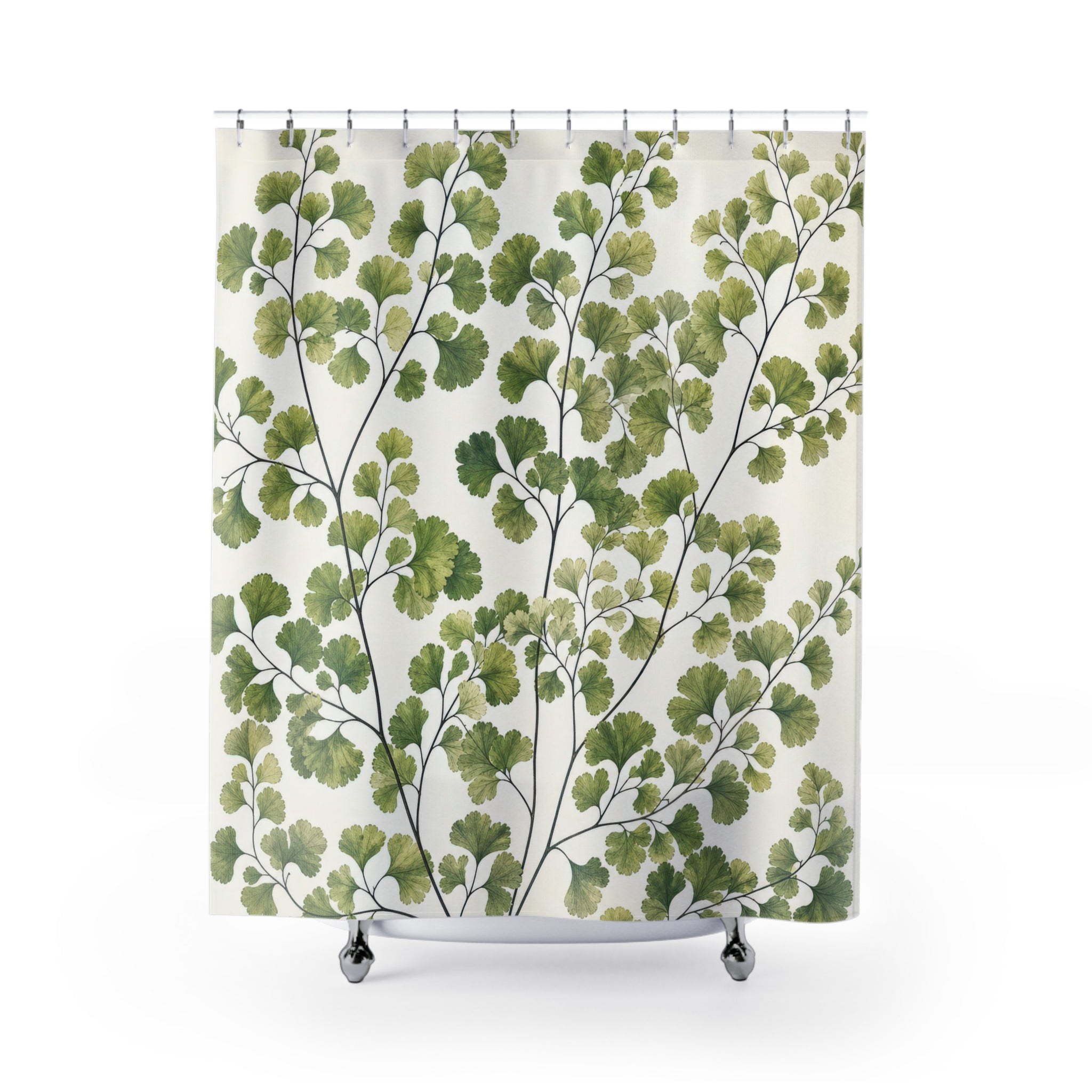 Green Maidenhair Fern Leaf Shower Curtain