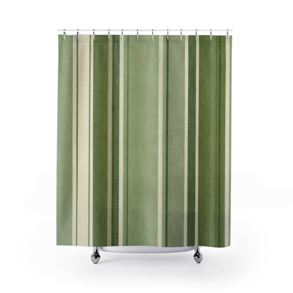 Green French Stripe Shower Curtain – Sage and Olive