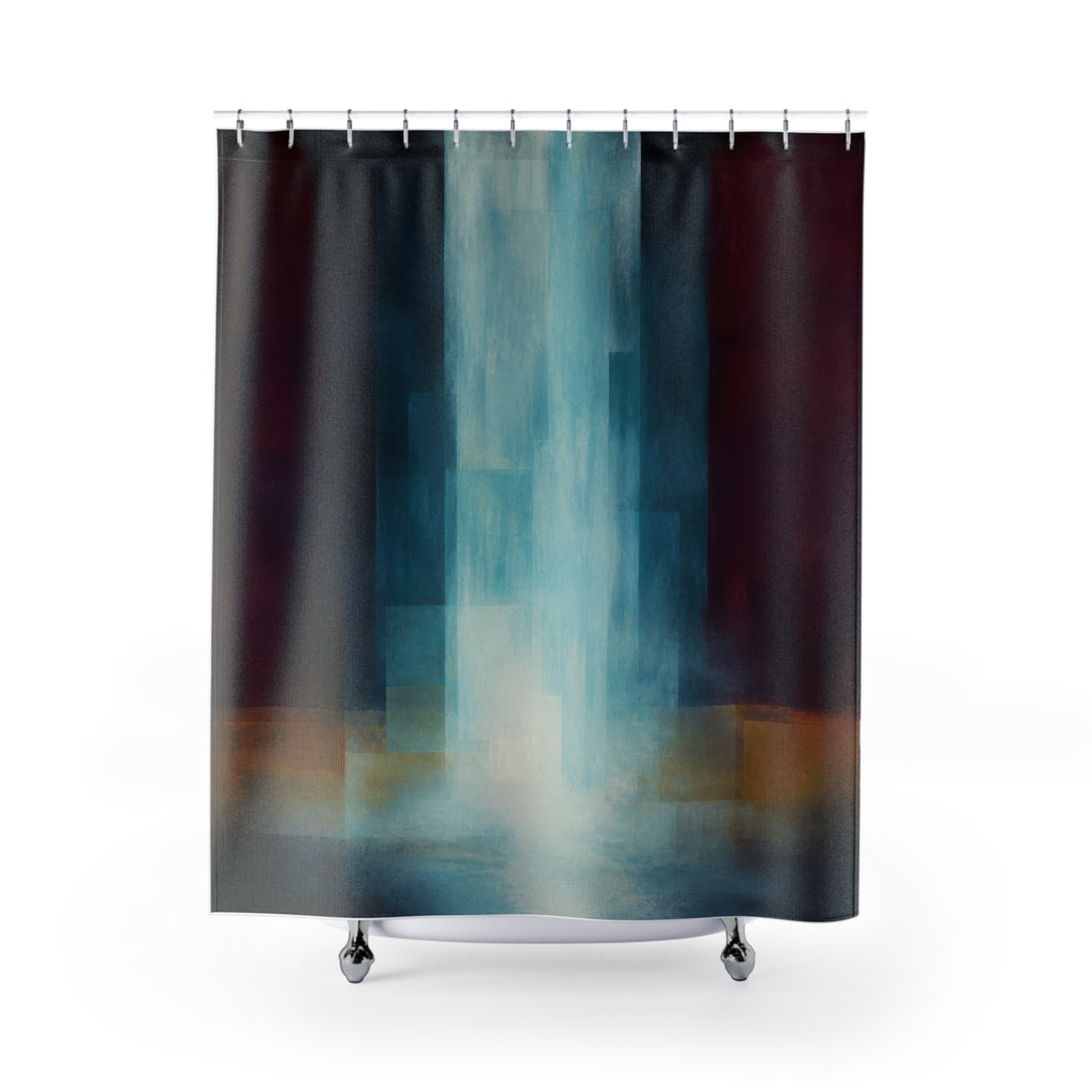 Blue Color Field Waterfall Print Shower Curtain