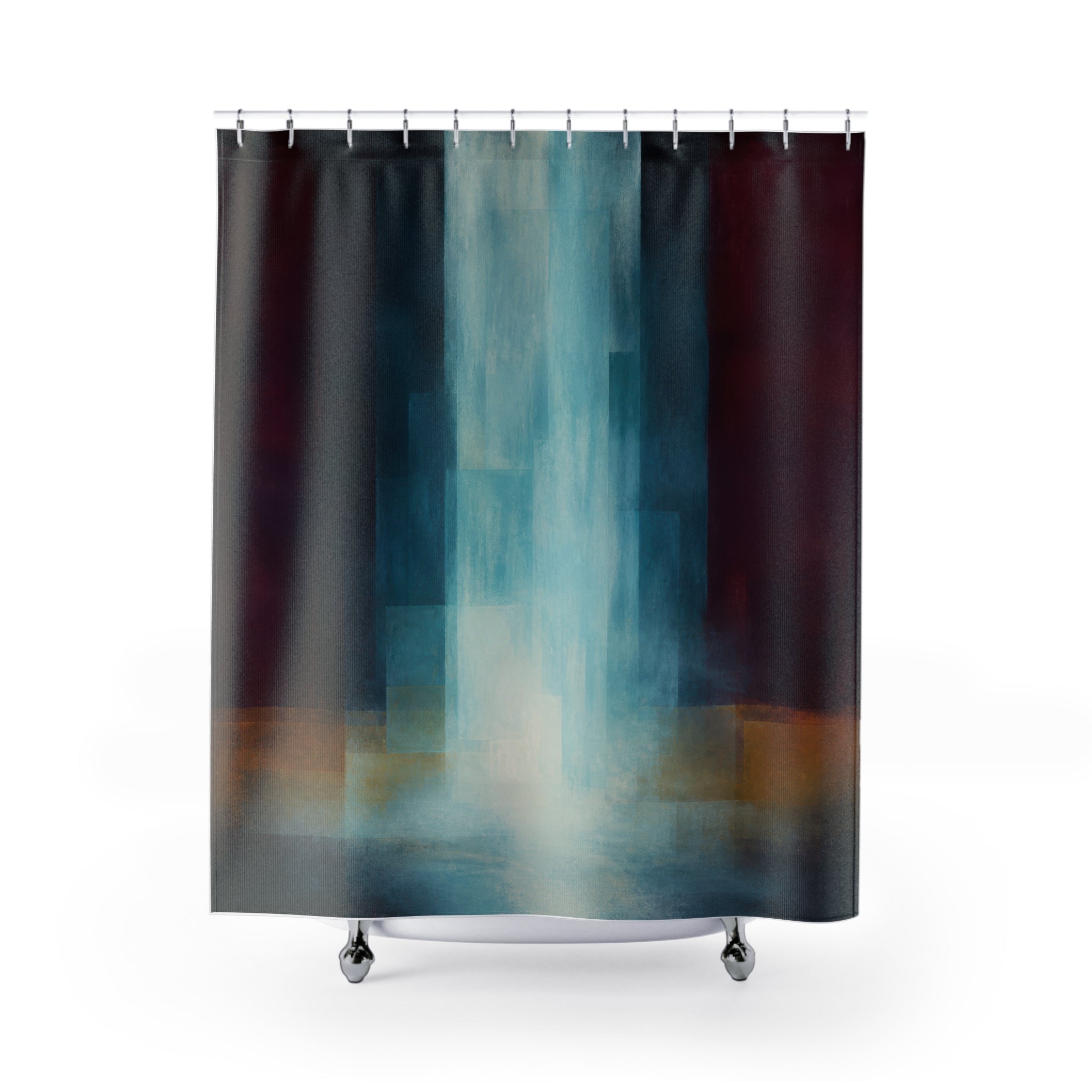 Blue Color Field Waterfall Print Shower Curtain