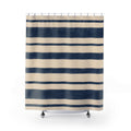 Navy Striped Shower Curtain, Blue White Bath Decor, French Coastal Horizontal Stripe Pattern, Classic Guest Bathroom Decor, Navy Style