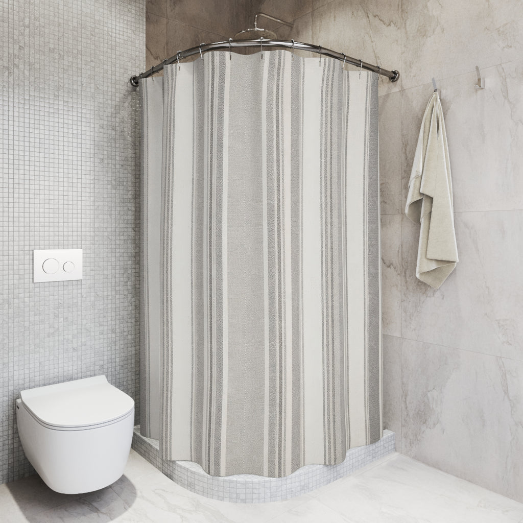 Grey Varied Stripe Shower Curtain
