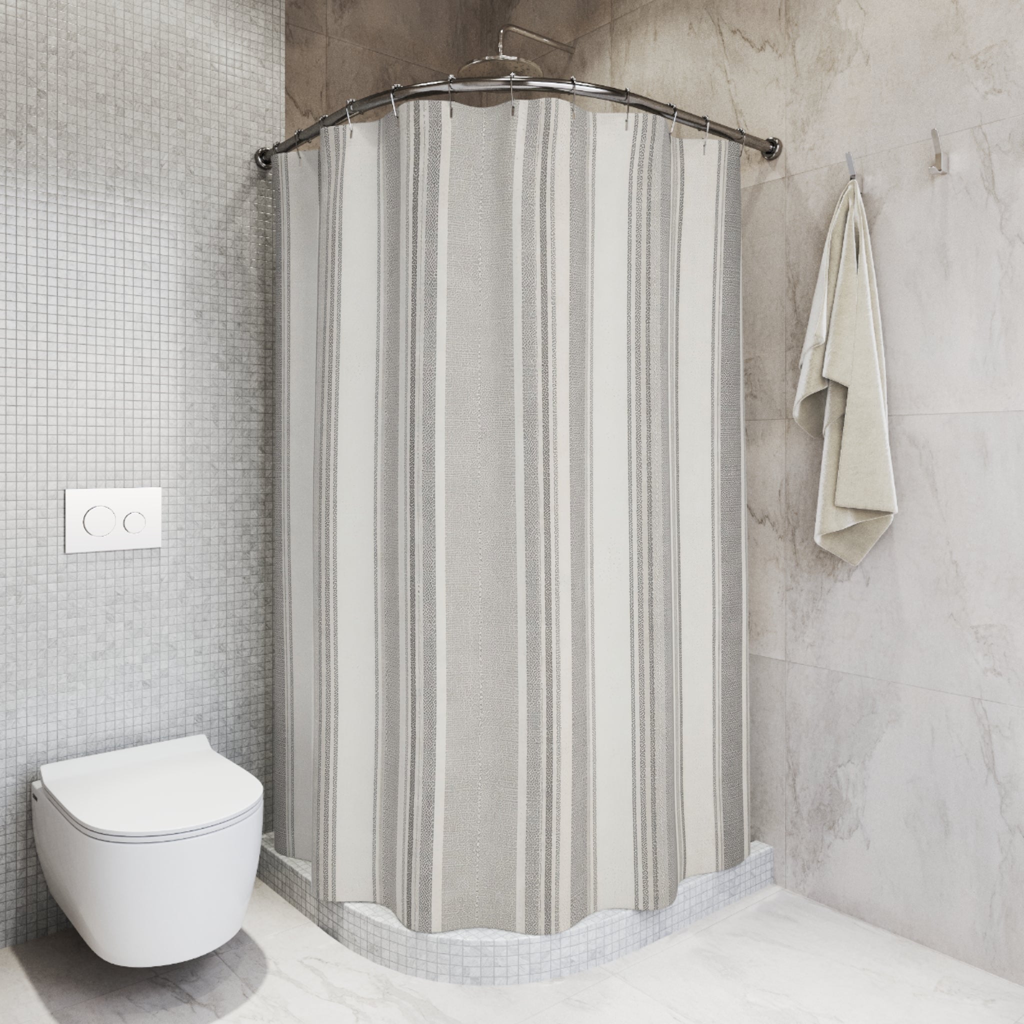 Grey Varied Stripe Shower Curtain
