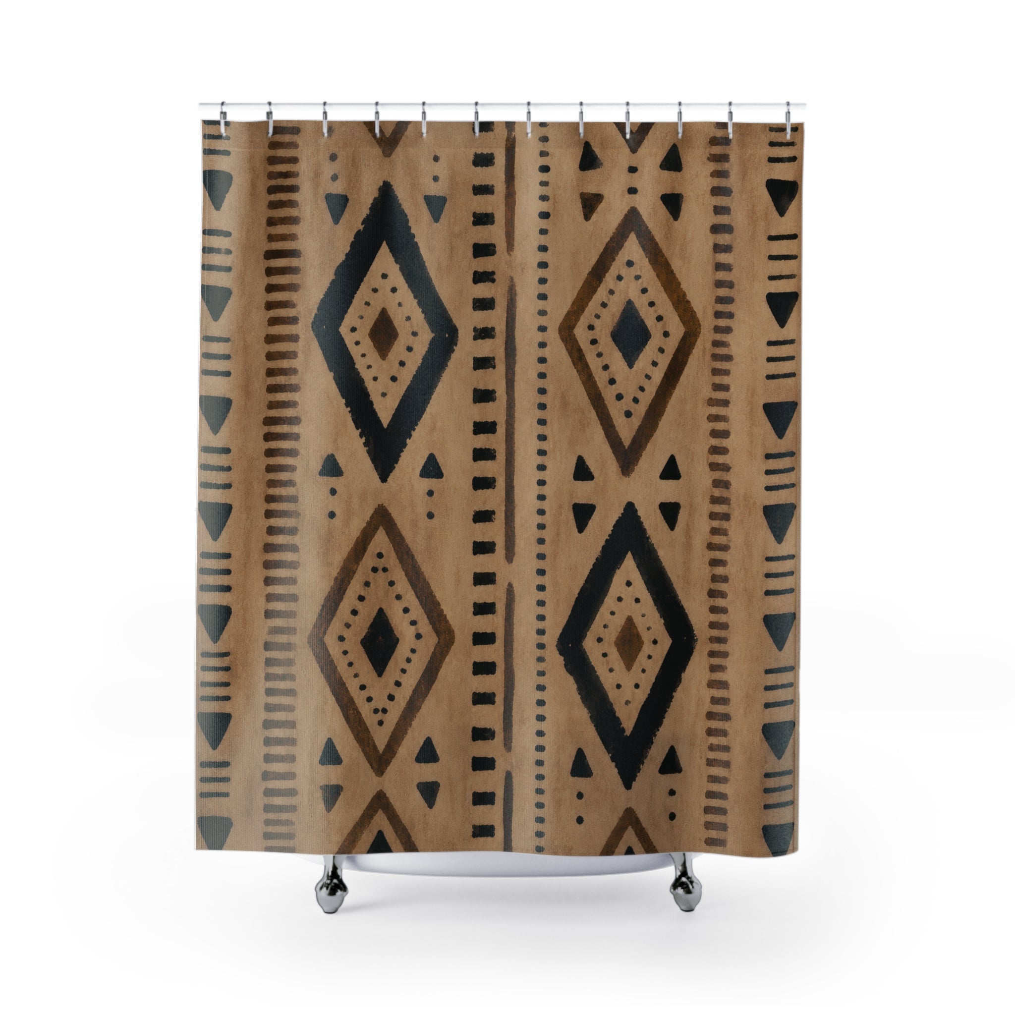 Black Brown Diamond Stripe Shower Curtain