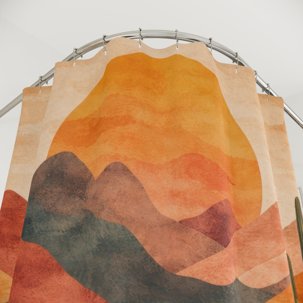 Southwestern Desert Shower Curtain – Cactus Sunset