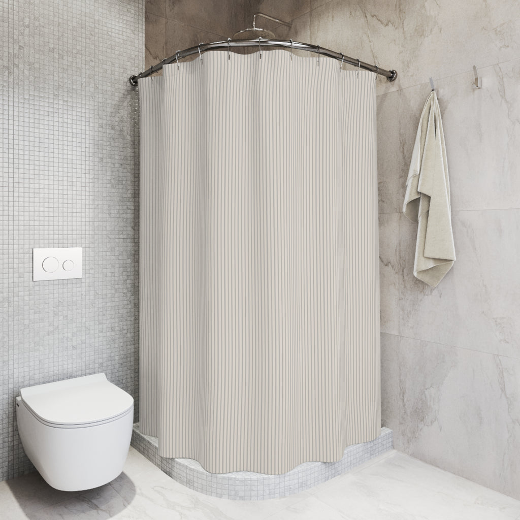 Light Grey Ticking Stripe Shower Curtain