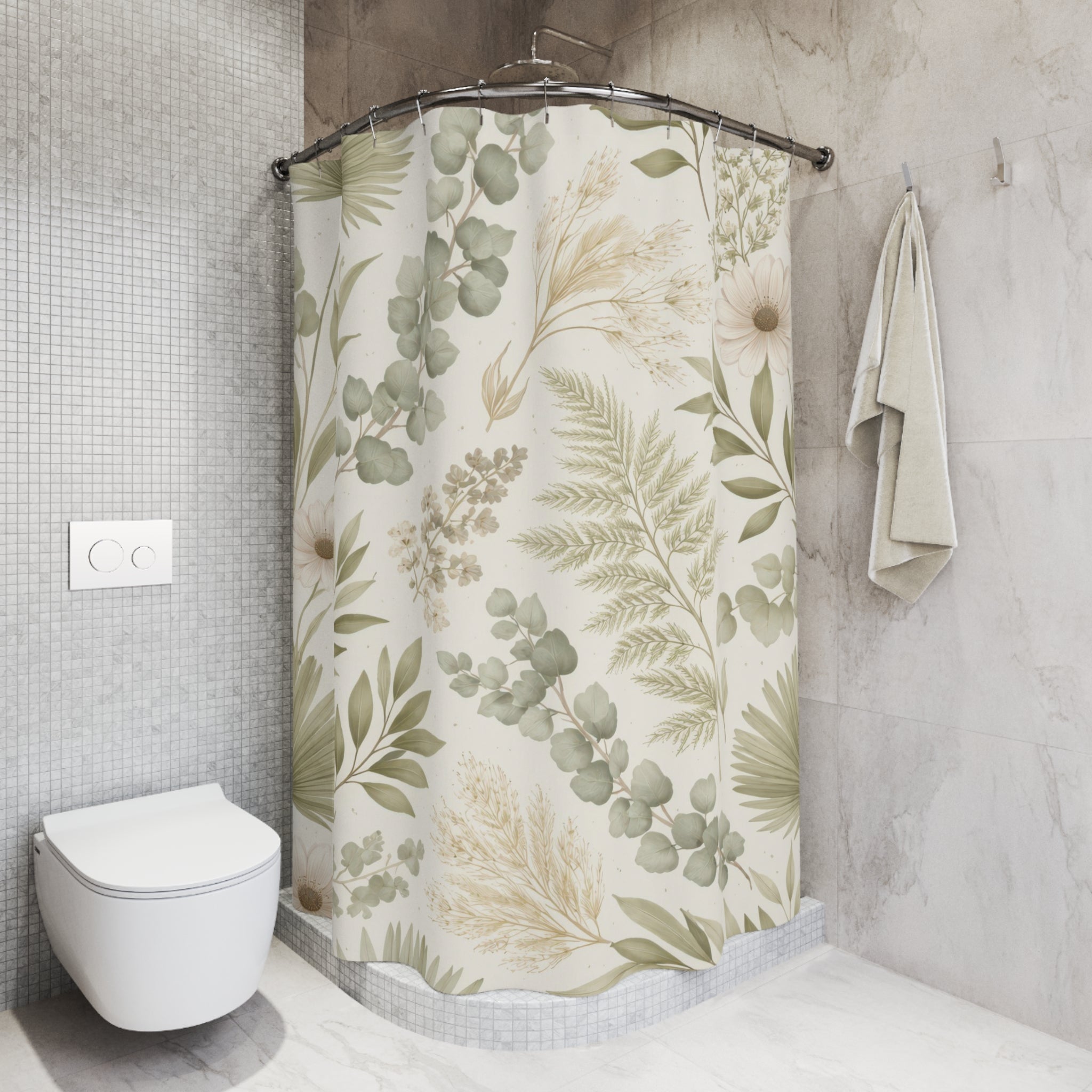 Sage Green Botanical Shower Curtain – Eucalyptus Fern