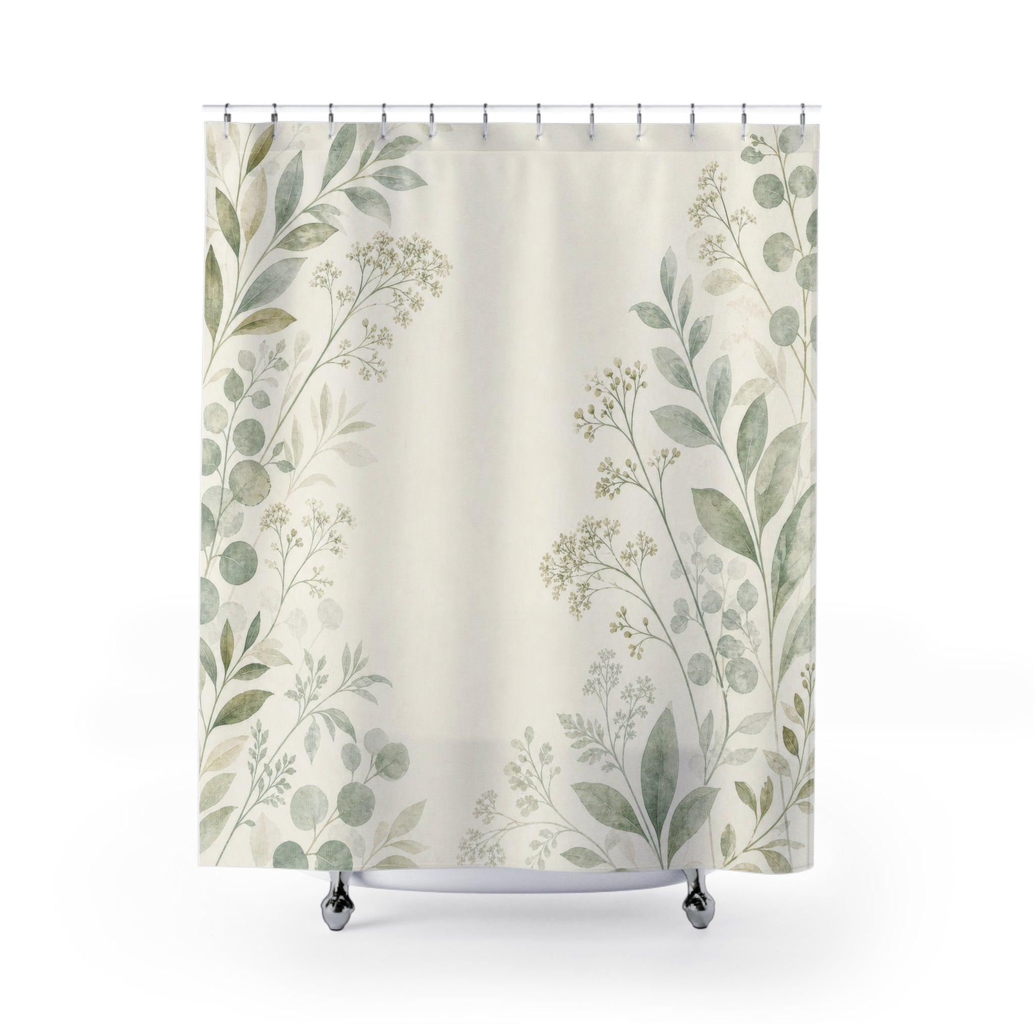 Mint Leaf Spray Shower Curtain