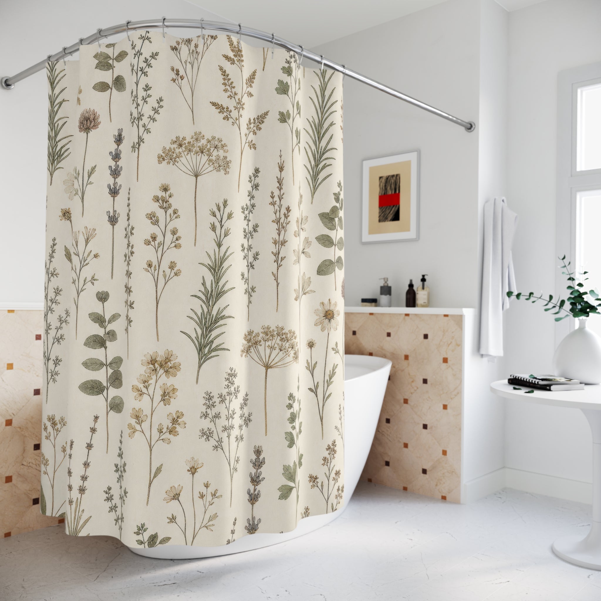 Pressed Herb Botanical Shower Curtain