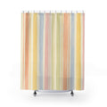 Yellow Peach Blue Vertical Stripe Shower Curtain