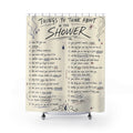 Funny Shower Curtain, Shower Thought Checklist Art, Unique Bathroom Humor Typography, Hand Drawn Cream Novelty Bath Decor, Quirky Guest Bath