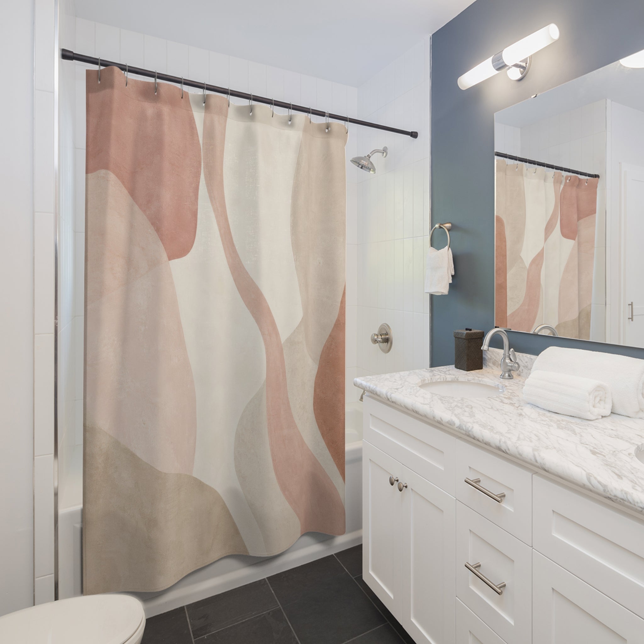 Dusty Rose Organic Geometric Shower Curtain