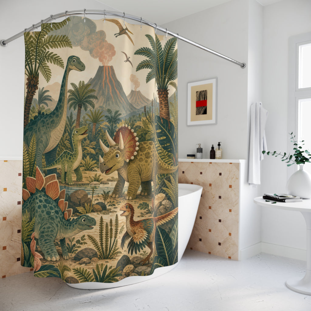 Prehistoric Dinosaur Garden Kids Shower Curtain