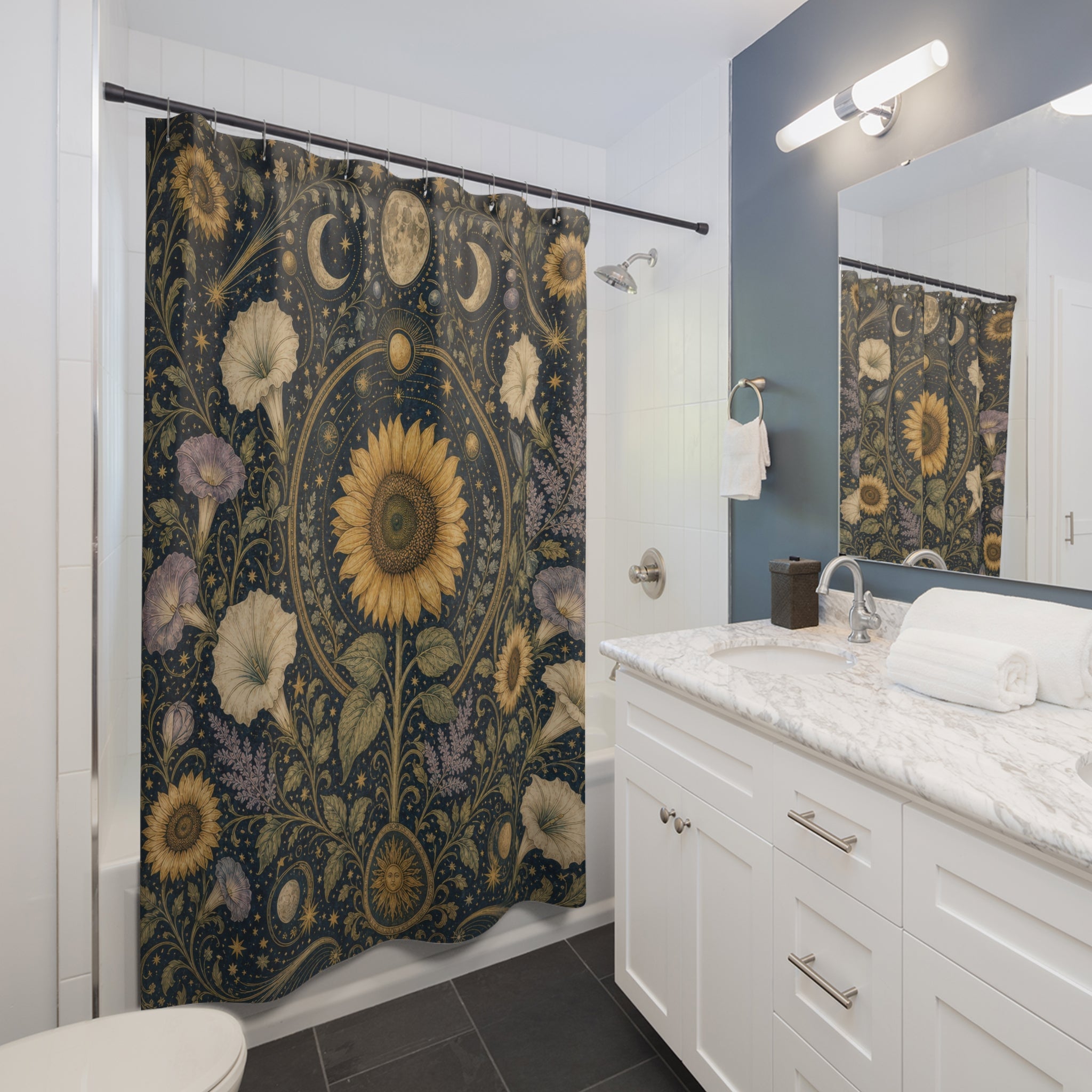 Celestial Sunflower Shower Curtain