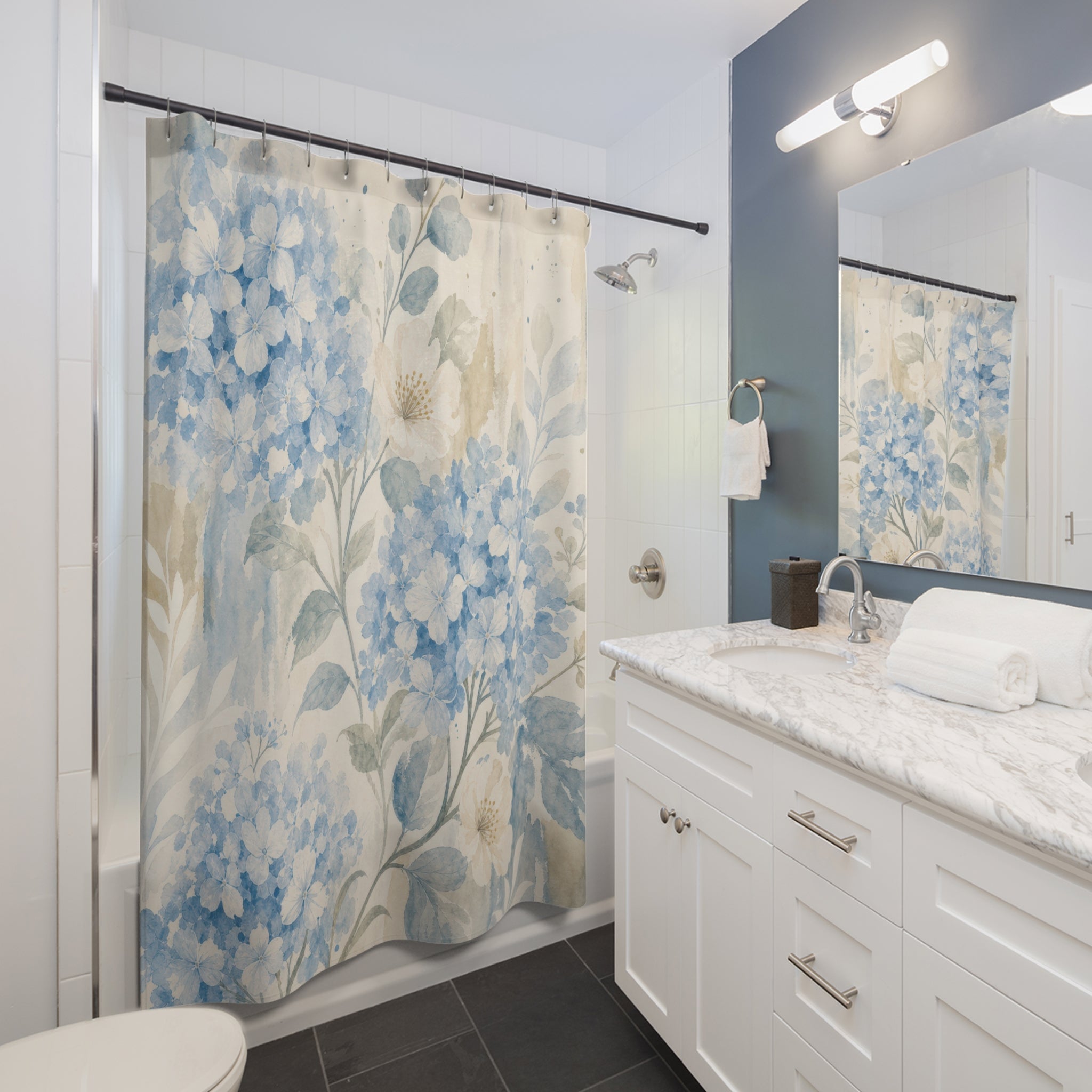 Watercolor Floral Hydrangea Shower Curtain