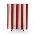Cranberry Cabana Stripe Shower Curtain, Cranberry Red Classic Bathroom Decor, Awning Stripe Bath Curtain, Guest Bath Decor, Home Decor