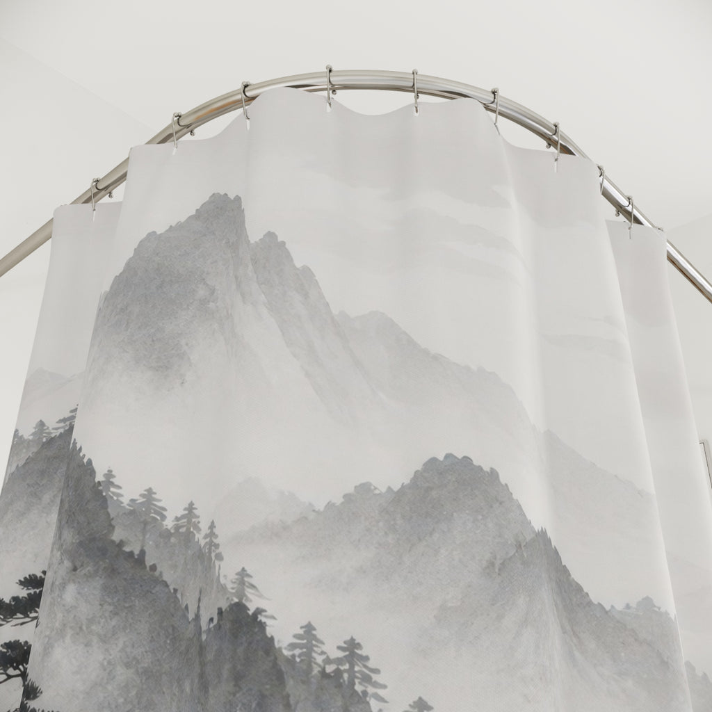 Grey Mountain Landscape Shower Curtain